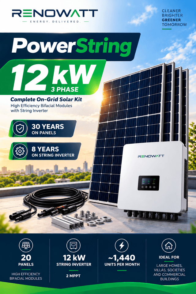 POWER STRING 12kW 3Phase – High Efficiency Bifacial Solar Modules, String Inverter Kit - No Subsidy