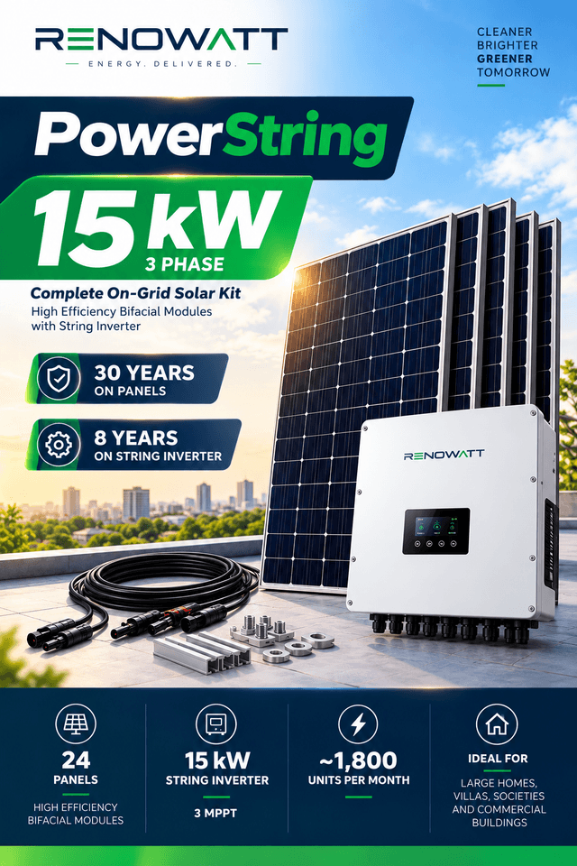 POWER STRING 15kW 3Phase – High Efficiency Bifacial Solar Modules, String Inverter Kit - No Subsidy